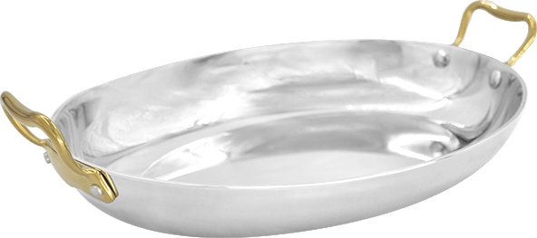 Yapamit YT006 Tri-ply Steaming Fish Dishes Plate - Metal Serving Platter for Kitchen Restaurant with Handles Or Ears