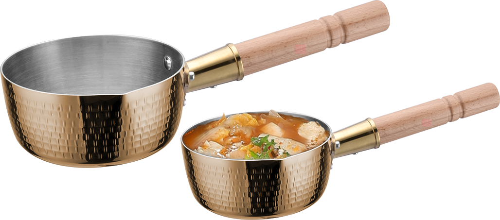 Yapamit YT007 Tri-ply Hammered Sauce Pot Stainless Steel Saucepans Milk Sauce Pan With Wooden Handle Cooking Pot, Support For Stove And Induction Sauce Pot Saucepans