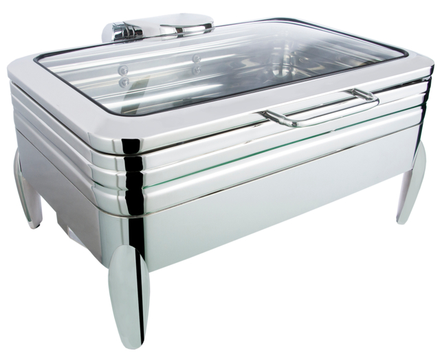 Yapamit Full Size Induction Chafing Dish W/Glass Window Lid For Hotel Restaurant