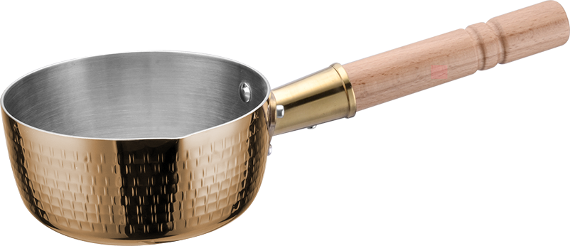 Yapamit YT007 Tri-ply Hammered Sauce Pot Stainless Steel Saucepans Milk Sauce Pan With Wooden Handle Cooking Pot, Support For Stove And Induction Sauce Pot Saucepans