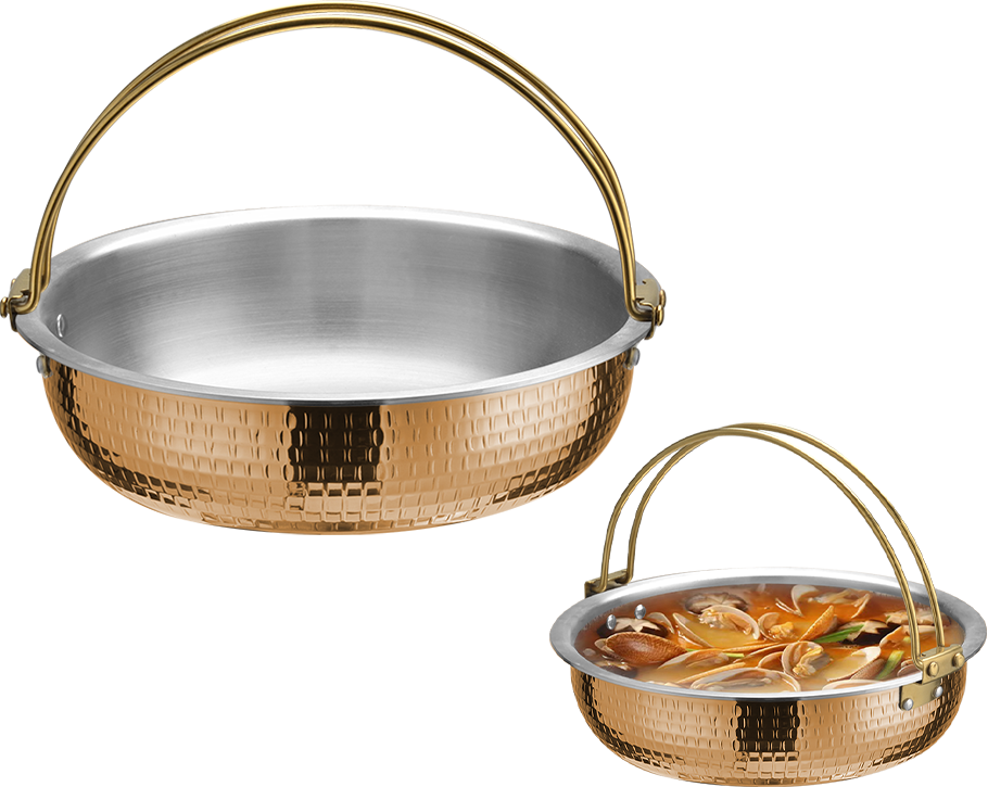 YT004 Hammered Double-Handle Stainless Steel One-person Sukiyaki Pot , for Home Kitchen Restaurant Camping