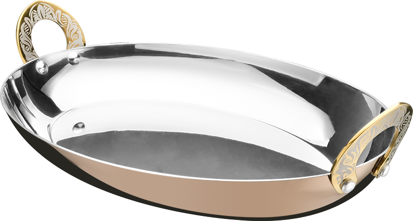Yapamit YT006 Tri-ply Steaming Fish Dishes Plate - Metal Serving Platter for Kitchen Restaurant with Handles Or Ears