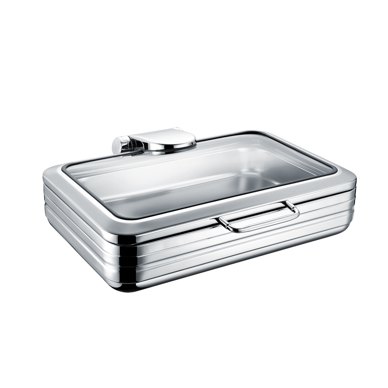 Yapamit YD-Y401 4.5L9LK Full Size Stainless Steel Induction Chafer with Glass Top And Soft Close Lid