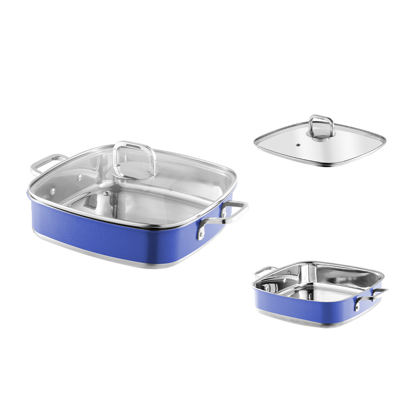 Yapamit Square Stainless Steel 3 ply Cookware Set Kitchen Stew Pot