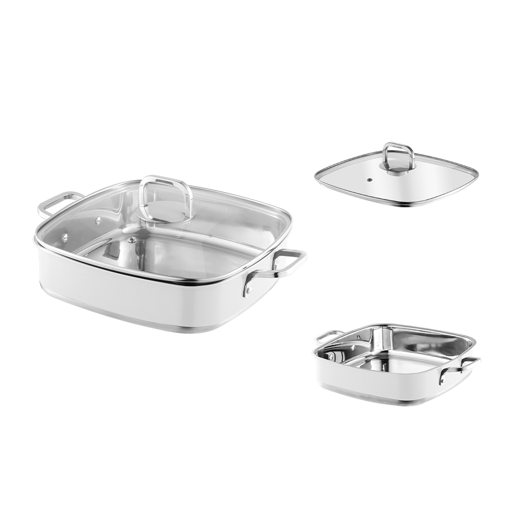 Yapamit Square Stainless Steel 3 ply Cookware Set Kitchen Stew Pot