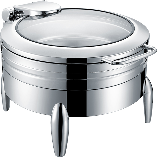 Yapamit Round Induction Chafing Dish W/Glass Window Lid For Hotel Restaurant