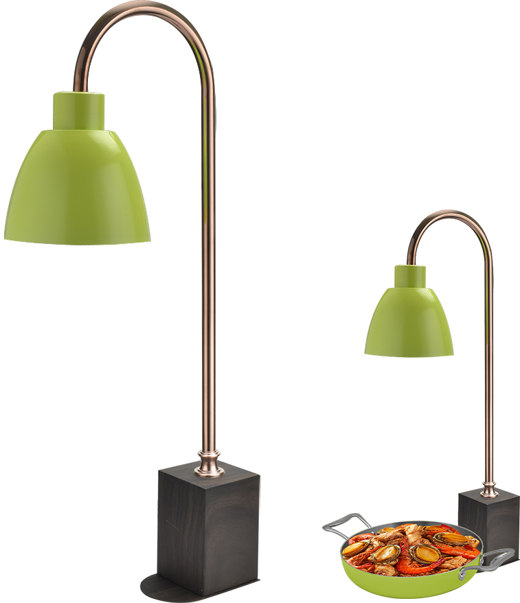 Yapamit Grain Square Warm Food Lamp With Wooden Base For Hotel Restaurant