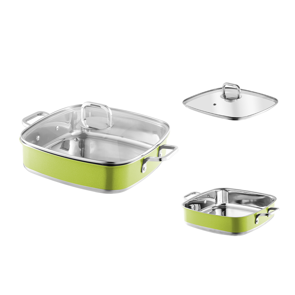 Yapamit Square Stainless Steel 3 ply Cookware Set Kitchen Stew Pot
