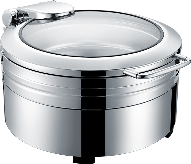 Yapamit Round Induction Chafing Dish W/Glass Window Lid For Hotel Restaurant