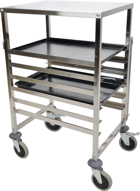 Stainless Steel Single-line Cake Pan Trolley with Top Board