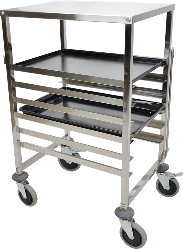 Stainless Steel Single-line Cake Pan Trolley with Top Board