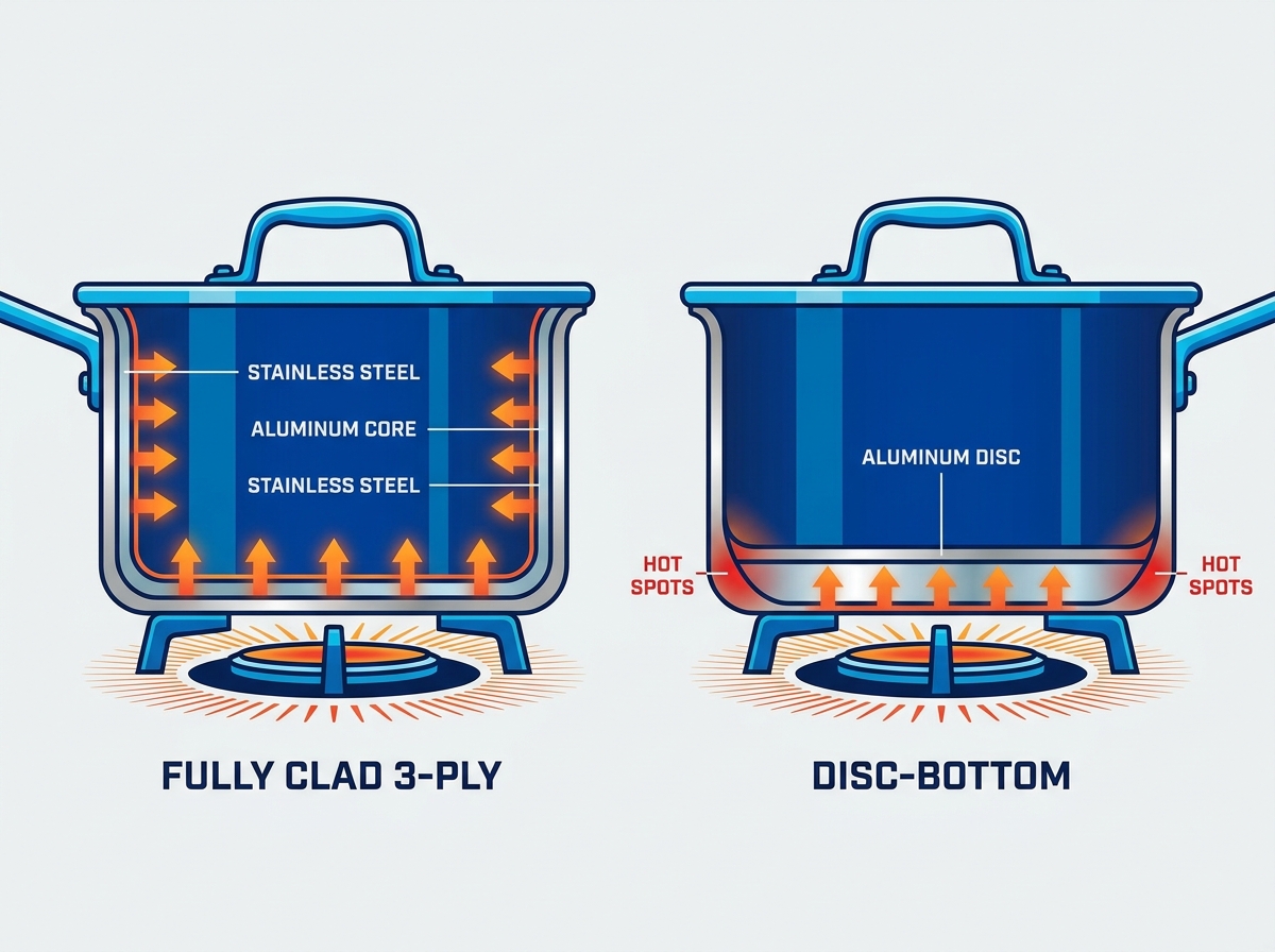 Stainless steel pot cooking performance and heat distribution