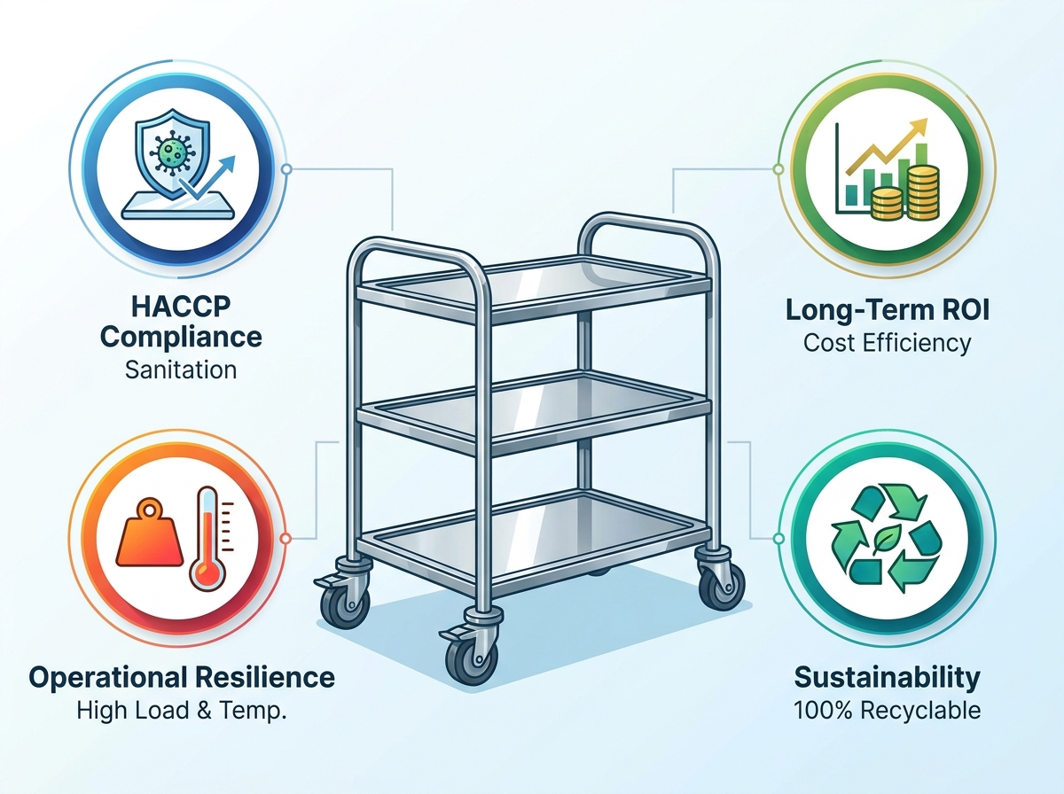 Stainless Steel Dinning Cart in Commercial Kitchen