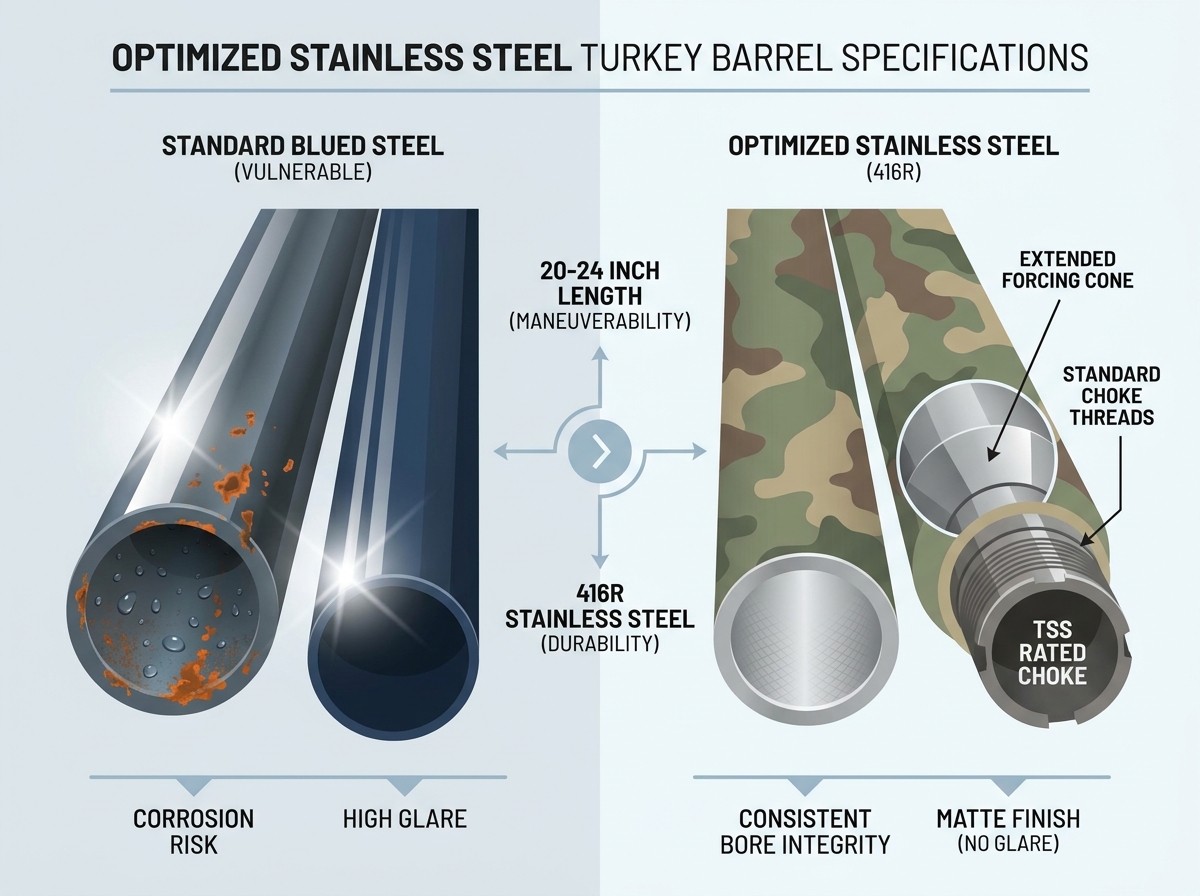 Stainless Steel Turkey Barrel resting on a hunting vest
